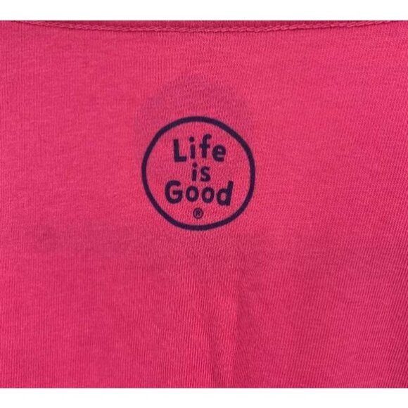 Life Is Good Top Size Small Pink Crusher T-Shirt V-Neck Short Sleeve New B13 - Picture 5 of 9
